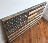 Reclaimed pallet American flag hanging wall art 40" wide x 23" tall natural