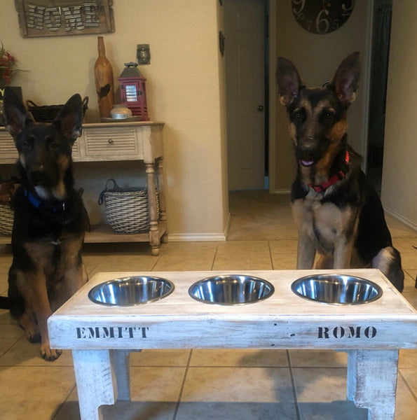 Wood Elevated Pallet Small Dog Bowl Stand Pet Feeding Station Farmhouse  Rustic