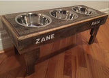 Reclaimed rustic pallet dog bowl feeding station 3 Bowls included