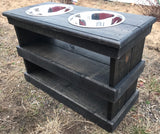 Elevated dog bowl stand with storage shelves 2 bowls included