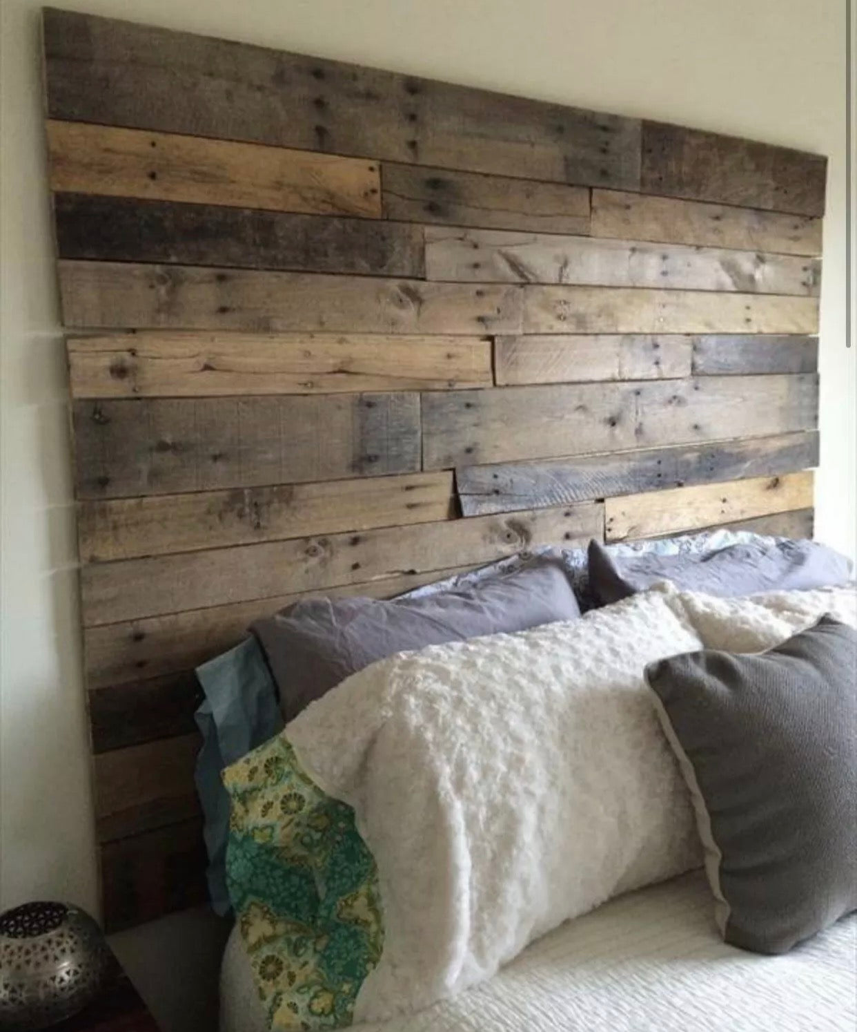 Full size bed reclaimed pallet headboard DIY Rustic Pallet Products