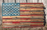 Reclaimed pallet American flag hanging wall art 60" wide x 34" tall distressed red white and blue