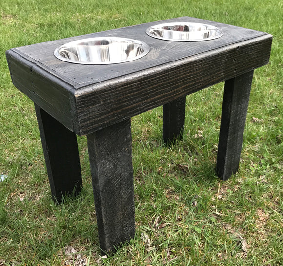 Reclaimed pallet wood dog bowl feeding stand 2 bowls included