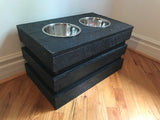 Reclaimed pallet crate dog bowl stand with storage space