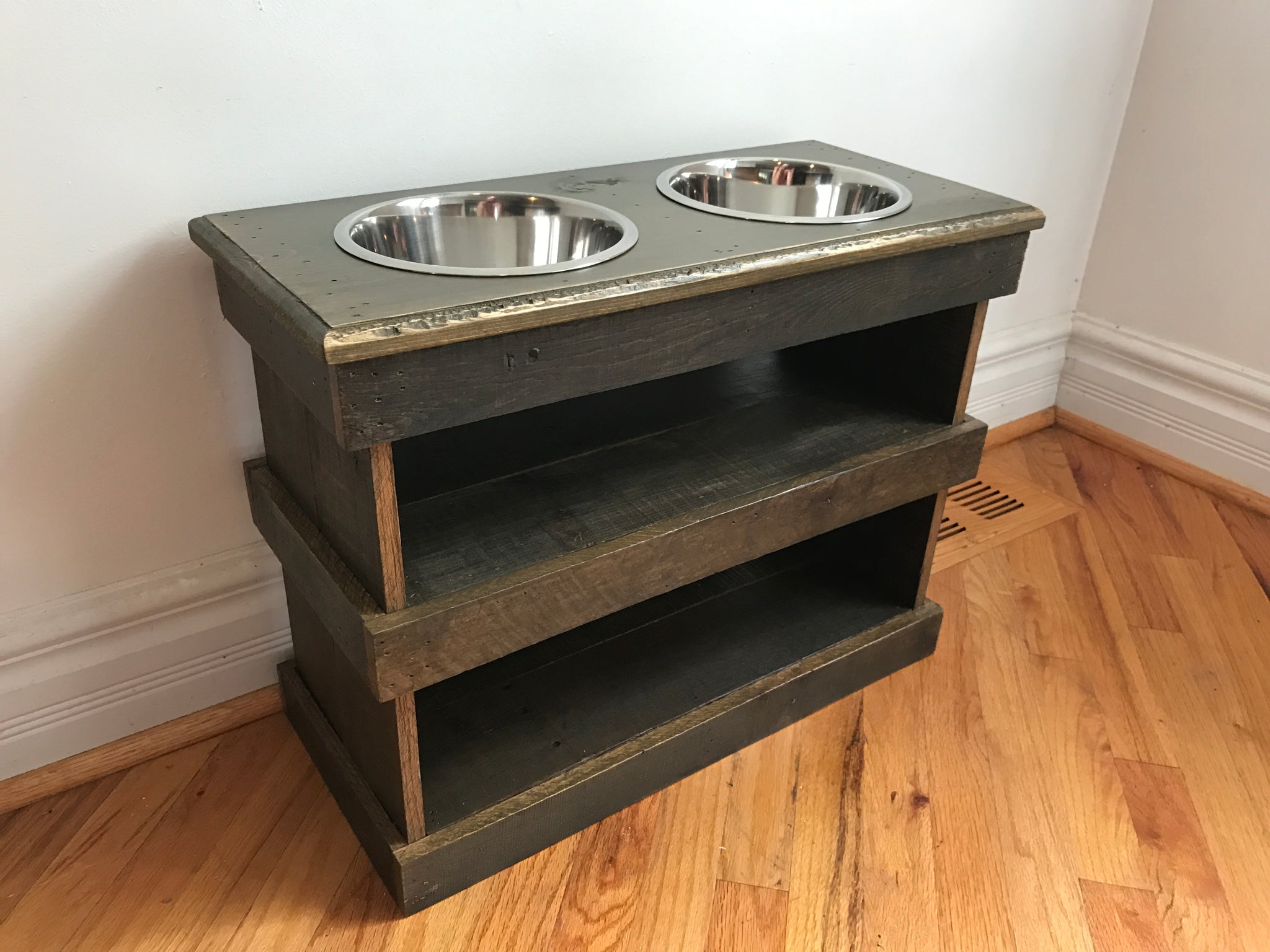 Dog bowl stand with storage hotsell