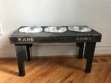 Reclaimed rustic pallet dog bowl feeding station 3 Bowls included