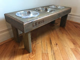 Reclaimed pallet raised dog bowl stand pet feeding station 3 Bowls included