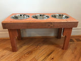 Reclaimed rustic pallet dog bowl feeding station 3 Bowls included