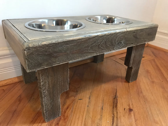 Reclaimed pallet dog bowl stand pet feeding stand 2 Bowls included