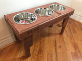 Reclaimed rustic pallet dog bowl feeding station 3 Bowls included