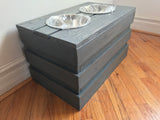 Reclaimed pallet crate dog bowl stand with storage space